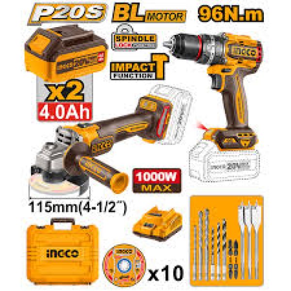 ست کمبو دریل و مینی فرز شارژی 20 ولت اینکو COSLI241298